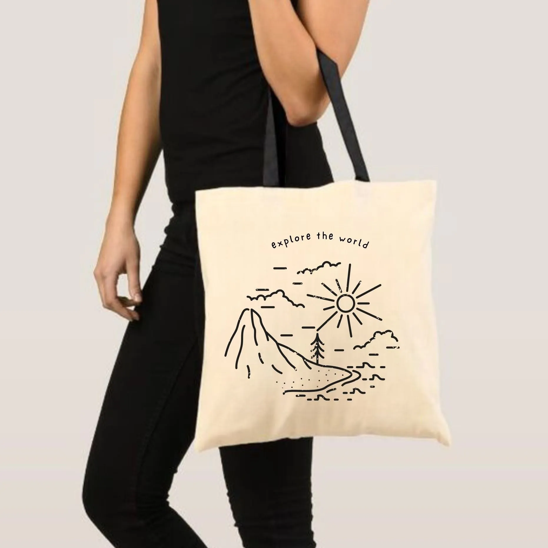 Peach Blossom Women's Cotton Printed Tote Bag With Zipper and Pouch | Pack Of 2 Combo