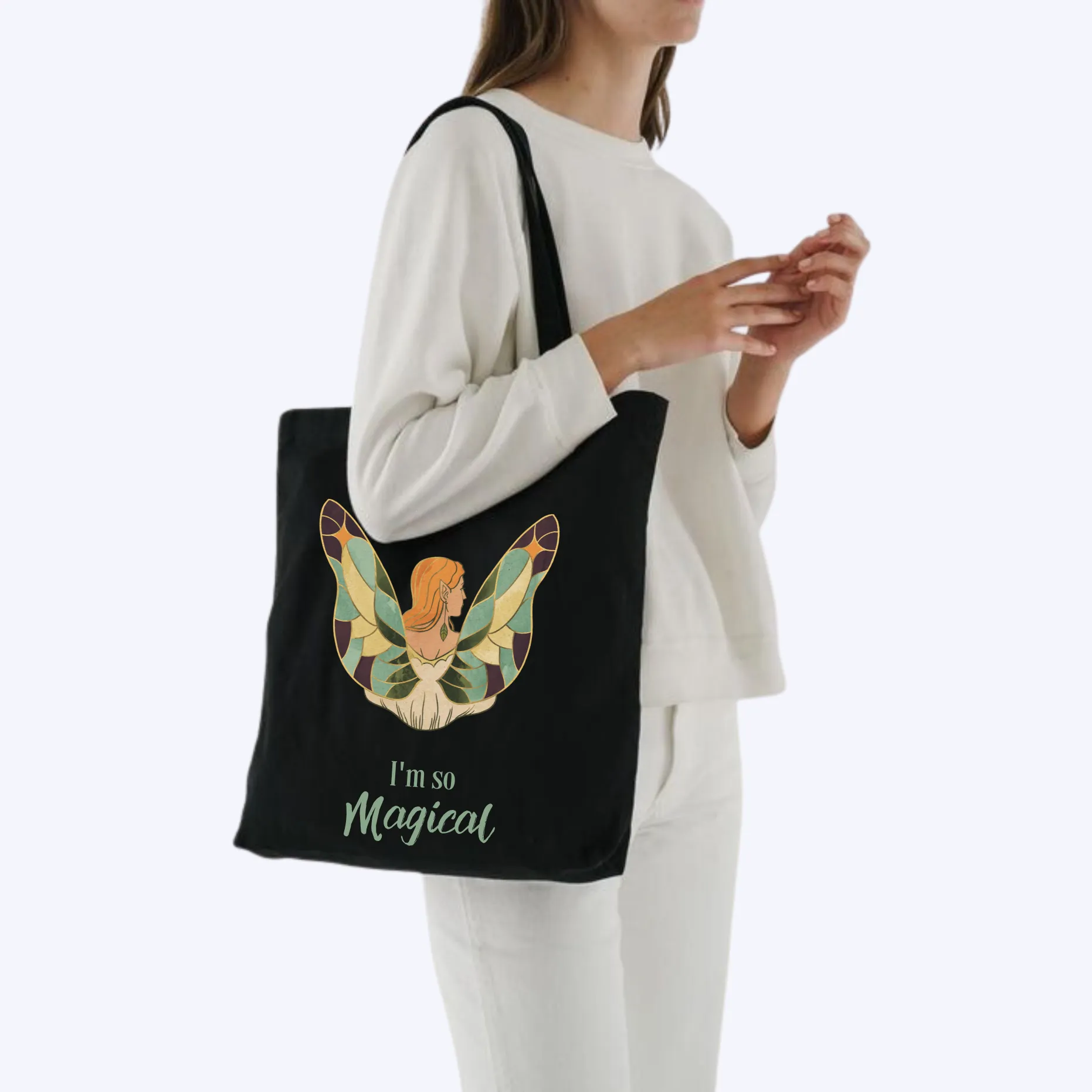 Peach Blossom Women's Cotton Printed Tote Bag With Zipper and Pouch