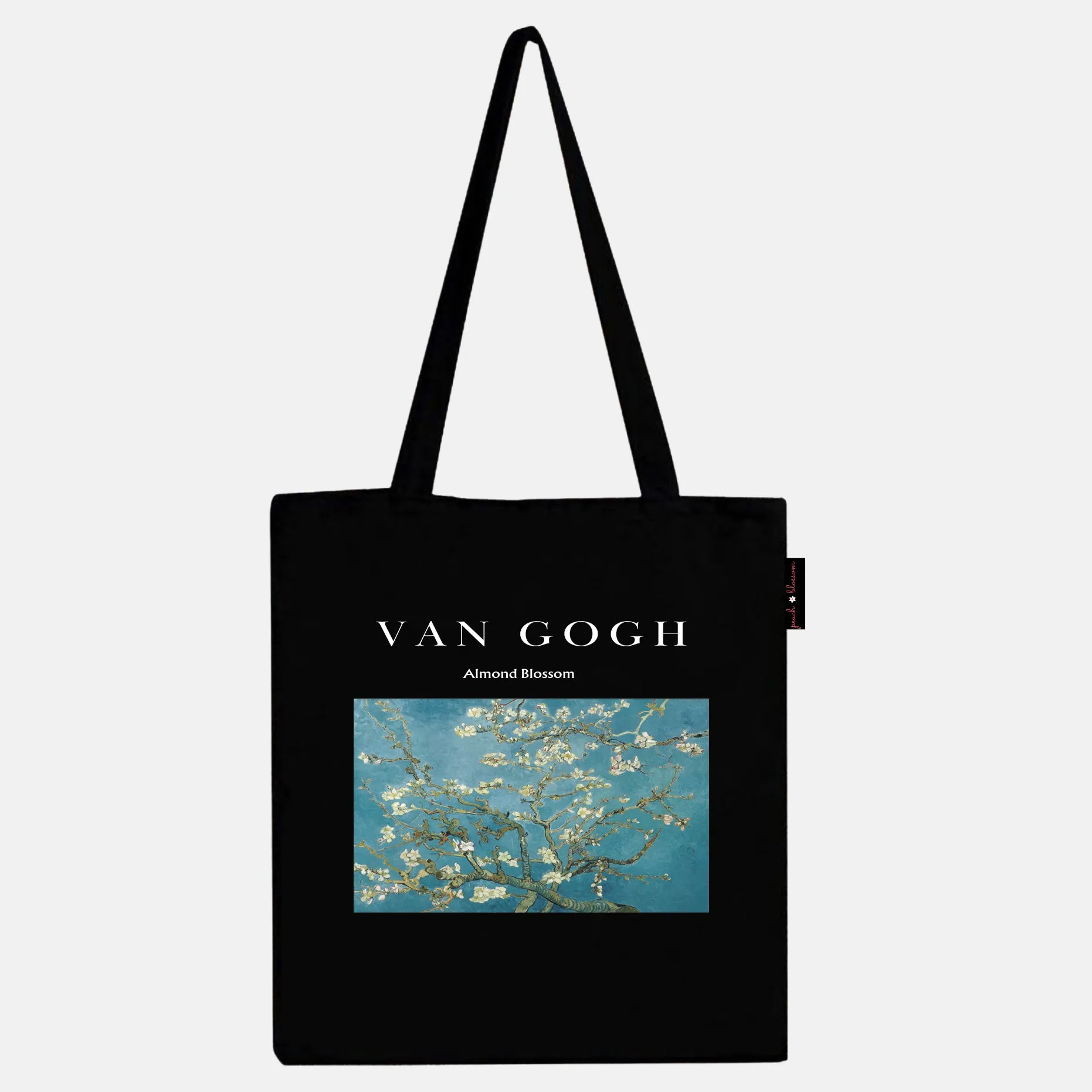 Peach Blossom Women's Cotton Printed Tote Bag With Zipper and Pouch