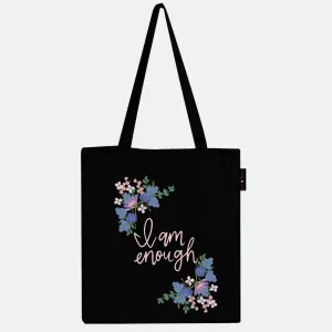 Peach Blossom Women's Cotton Printed Tote Bag With Zipper and Pouch