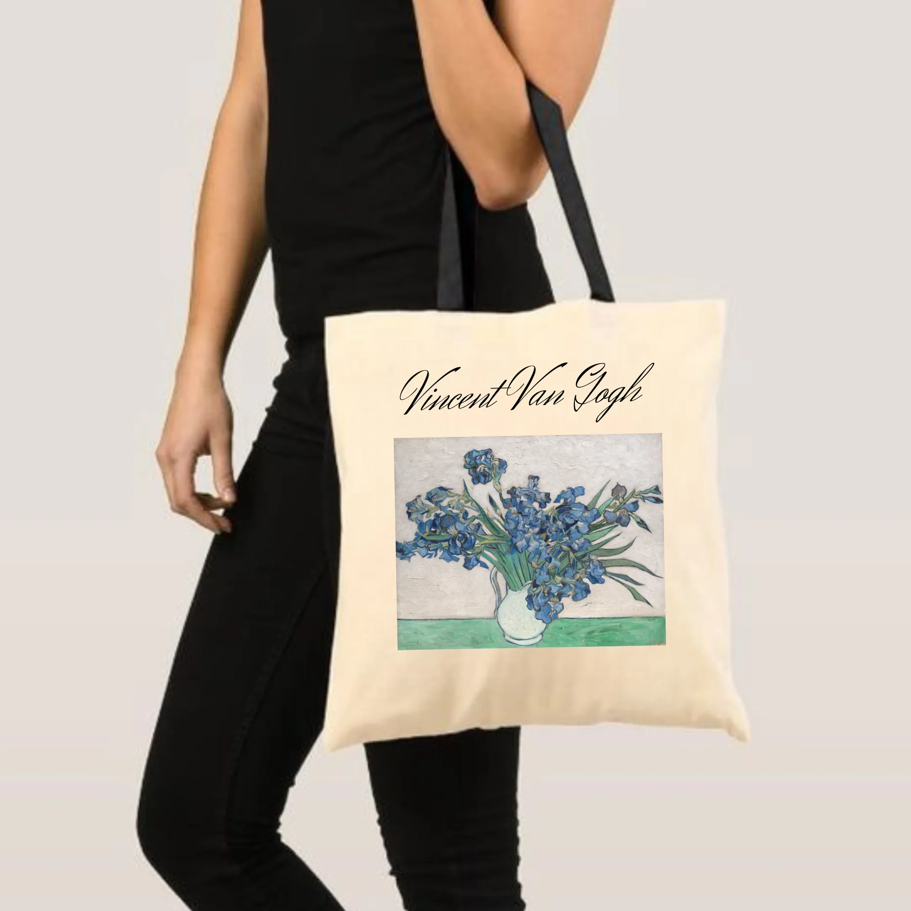 Peach Blossom Women's Cotton Printed Tote Bag With Zipper and Pouch