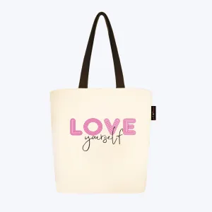 Peach Blossom Women's Cotton Printed Tote Bag With Zipper and Pouch
