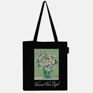 Peach Blossom Women's Cotton Printed Tote Bag With Zipper and Pouch