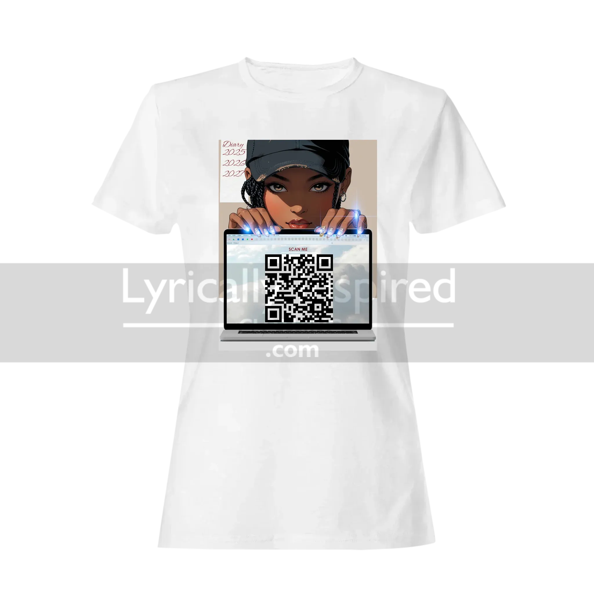 Personalised CEO or MUMTREPRENEUR QR CODED Anime Style Printed T Shirt. Start Generating Yours With Our Facility and Your URL. 
(Theme: "Not just a pretty face, I run my own business!")
