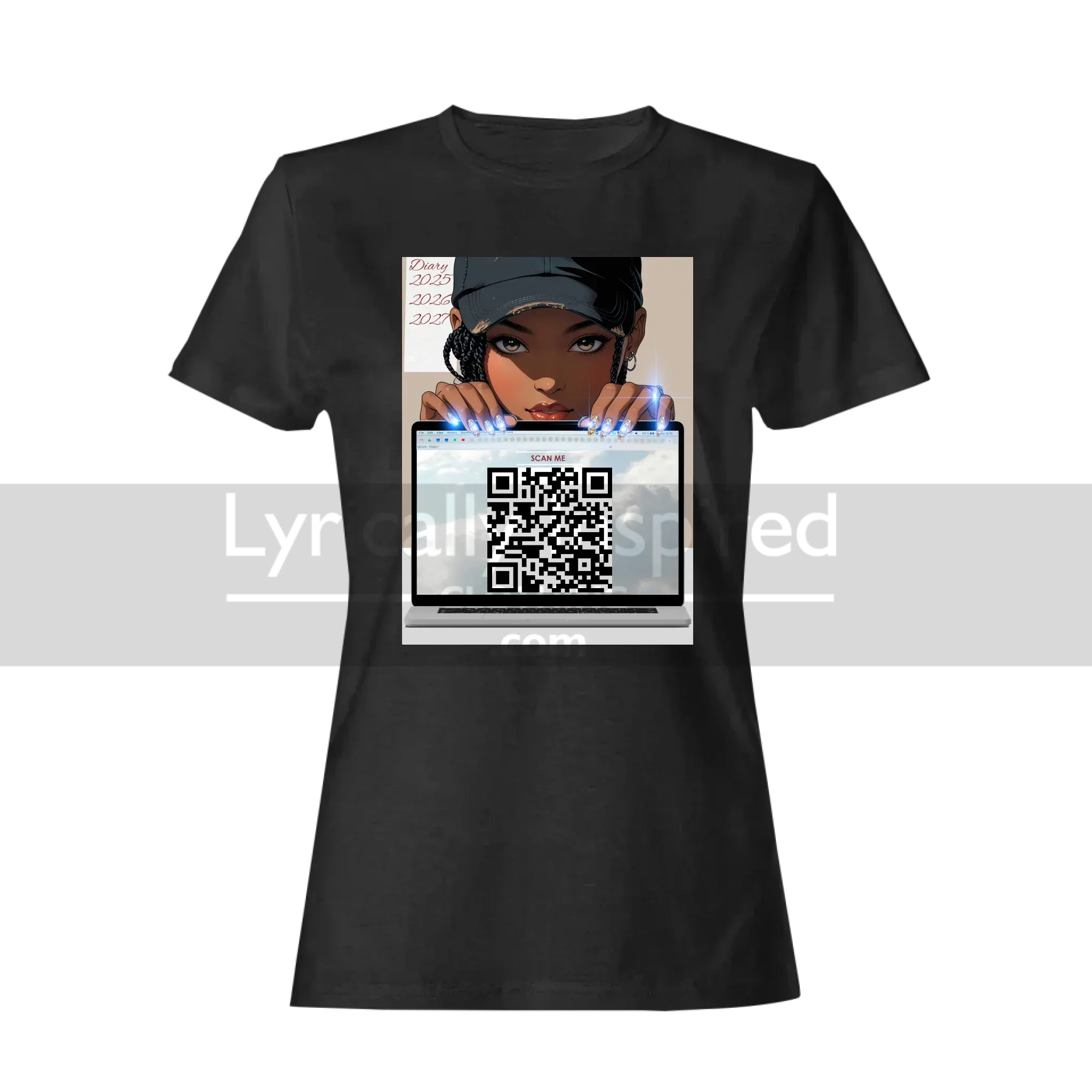 Personalised CEO or MUMTREPRENEUR QR CODED Anime Style Printed T Shirt. Start Generating Yours With Our Facility and Your URL. 
(Theme: "Not just a pretty face, I run my own business!")