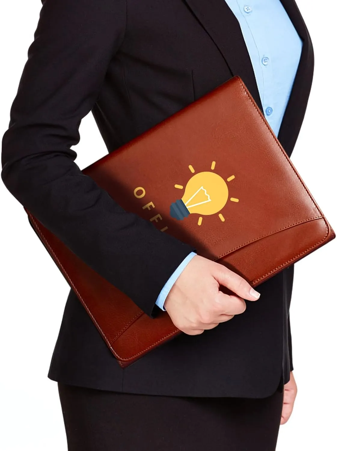 Personalized Padfolio with Zipper - Customized Leather Portfolio with Personalized Logo and Text for Resumes, Interviews, and Professional Business Use, Black