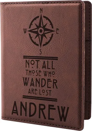 Personalized Passport Holder, 10 Color Leatherette Passport Cover for Women and Men, Custom Travel Accessories, Travel Wallet, Family Passport Wallet, Travel Gifts - Dark Brown