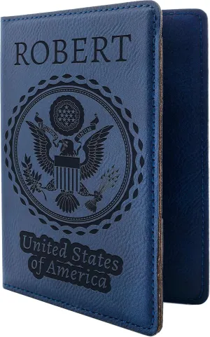 Personalized Passport Holder, Leatherette Passport Cover for Women and Men, Custom Travel Accessories, Travel Wallet, Family Passport Wallet, Travel Gifts - Blue
