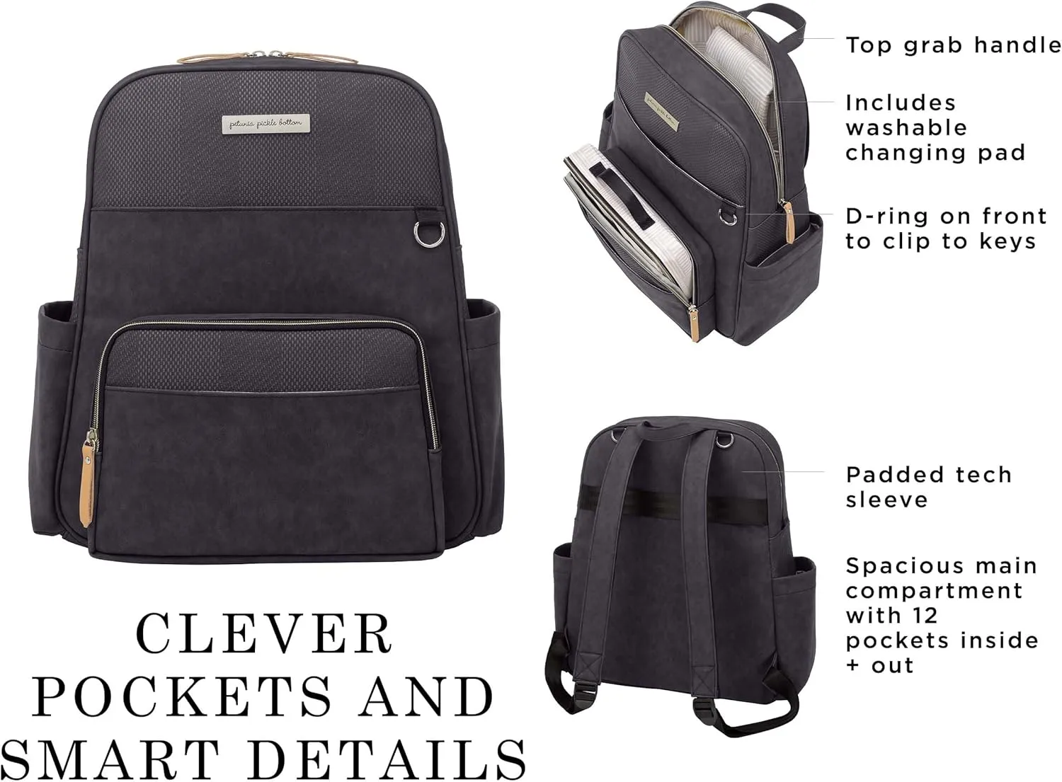 Petunia Pickle Bottom Sync Backpack | Diaper Bag | Diaper Bag Backpack for Parents | Top-Selling Stylish Baby Bag | Sophisticated and Spacious Backpack for On The Go Moms | Carbon Cable Stitch