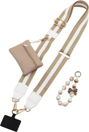 Phone Strap with Zippered Pouch, Clip and Go Strap for Phone with Wallet Crossbody, Adjustable Crossbody Phone Strap
