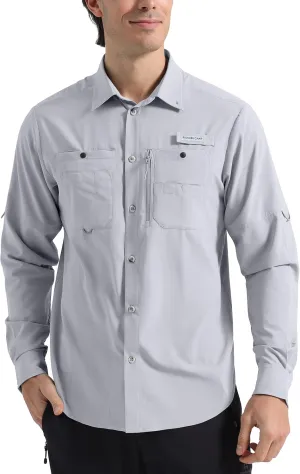 Pioneer Camp Men's Fishing Shirts Long Sleeve UPF50  Sun Protection UV Button Down Shirts Quick Dry Cooling for Hiking Safari