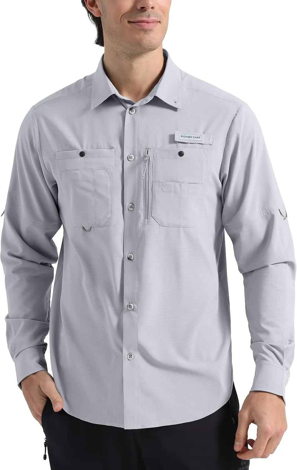 Pioneer Camp Men's Fishing Shirts Long Sleeve UPF50  Sun Protection UV Button Down Shirts Quick Dry Cooling for Hiking Safari