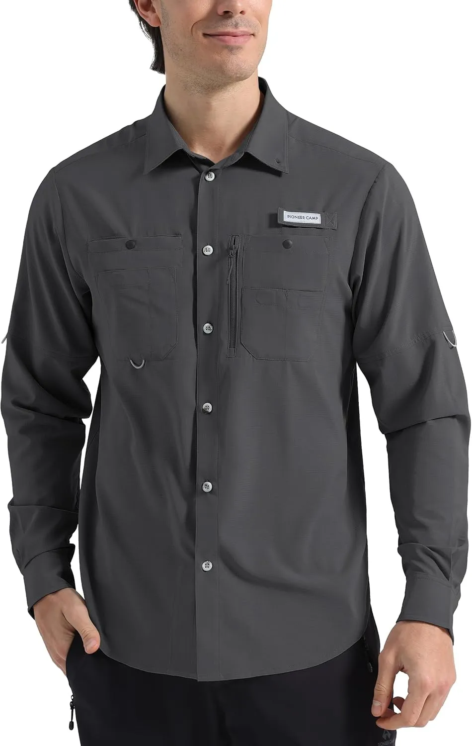 Pioneer Camp Men's Fishing Shirts Long Sleeve UPF50  Sun Protection UV Button Down Shirts Quick Dry Cooling for Hiking Safari