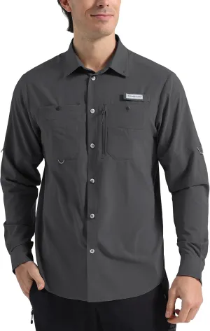 Pioneer Camp Men's Fishing Shirts Long Sleeve UPF50  Sun Protection UV Button Down Shirts Quick Dry Cooling for Hiking Safari