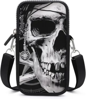 Pirate and Skull Compass Phone Bag Waterproof Phone Crossbody Bag Purse Mini Smartphone Wallet Bag