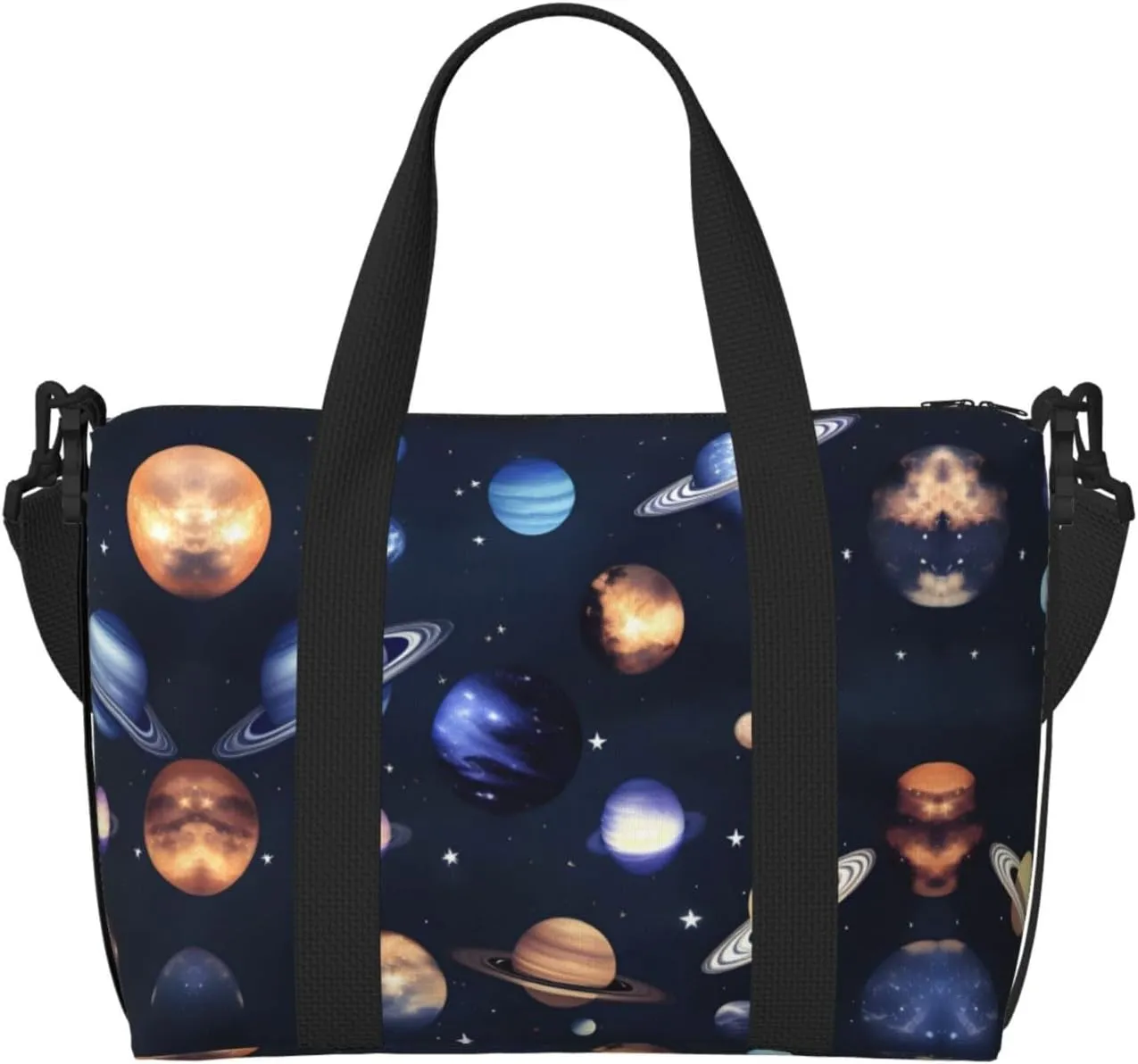 Planets Stars and Milky Way Galaxy print Travel Duffle Bag,Weekender Bags,Gym Duffel Bag,Luggage Duffle Overnight for Women Men