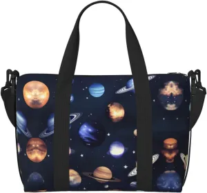 Planets Stars and Milky Way Galaxy print Travel Duffle Bag,Weekender Bags,Gym Duffel Bag,Luggage Duffle Overnight for Women Men