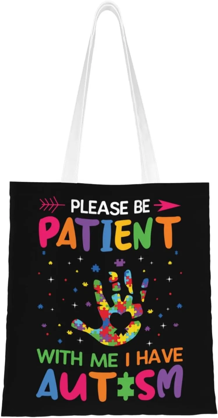 Pleasc Be Patient With Me I Have Tote Bag for Women Canvas Shopping Bags Reusable Beach Bag Grocery Bags Tote Shoulder Bag Gift Bags