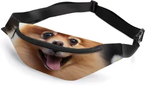 Pomeranian Dog Belt Bag with Adjustable Strap, Lightweight Travel Crossbody Bags, Hands-Free Mini Fanny Packs in Running Gym