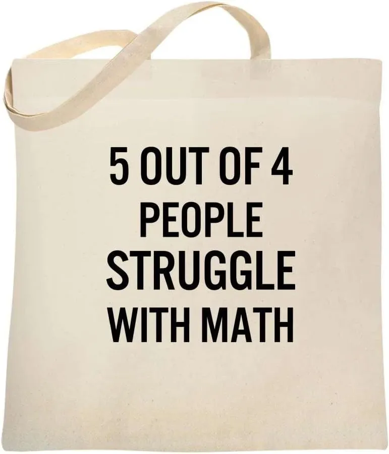 Pop Threads 5 Out Of 4 People Struggle With Math Funny Retro Canvas Tote Bag