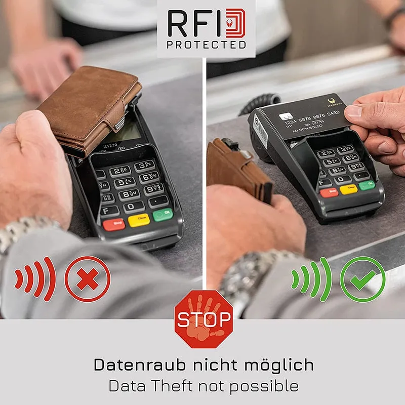 Pop-Up RFID Protection Genuine Leather Wallet