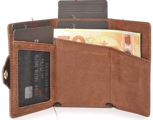 Pop-Up RFID Protection Genuine Leather Wallet