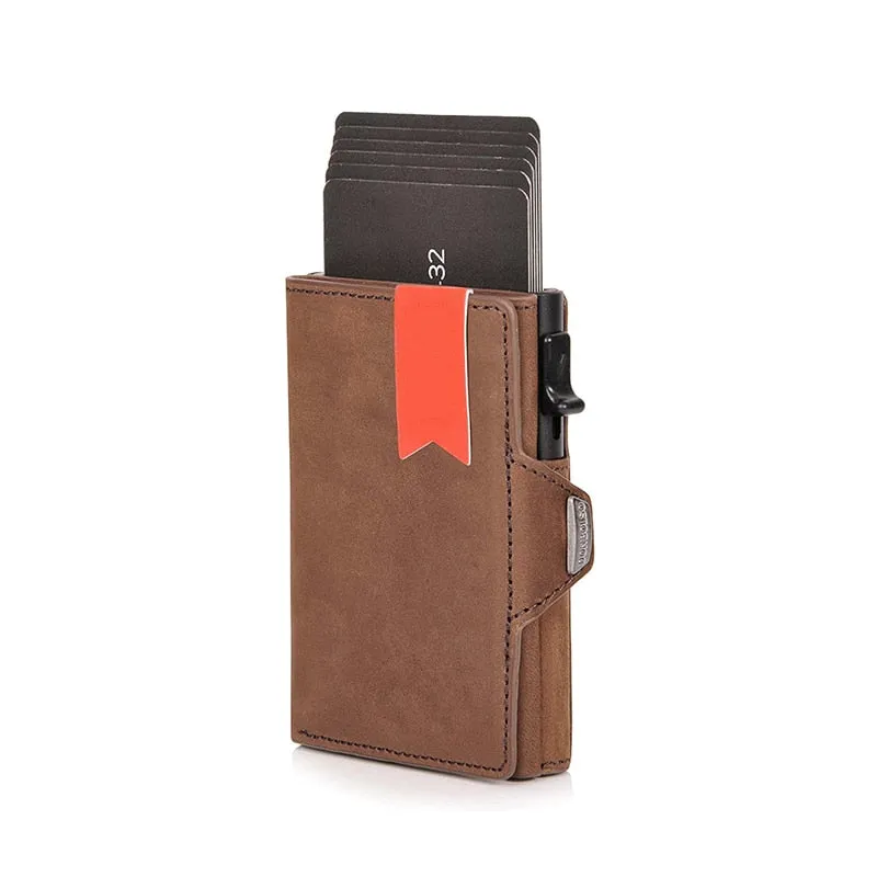 Pop-Up RFID Protection Genuine Leather Wallet