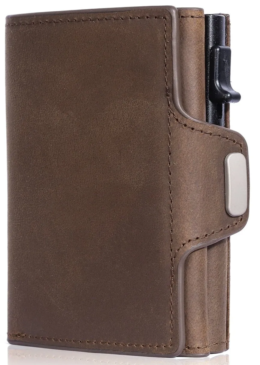 Pop-Up RFID Protection Genuine Leather Wallet
