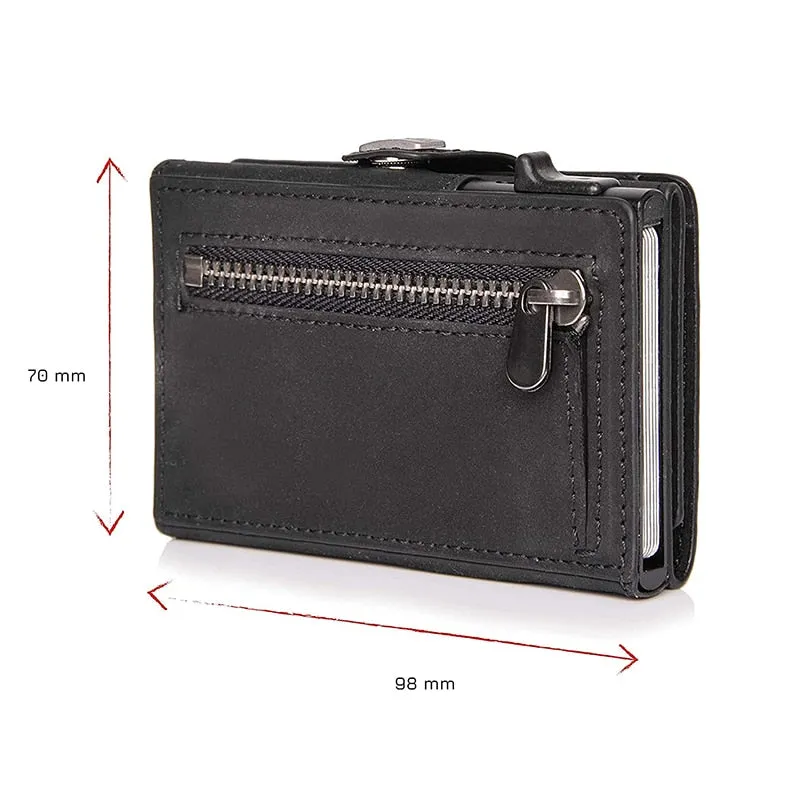 Pop-Up RFID Protection Genuine Leather Wallet