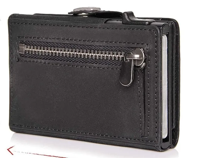 Pop-Up RFID Protection Genuine Leather Wallet
