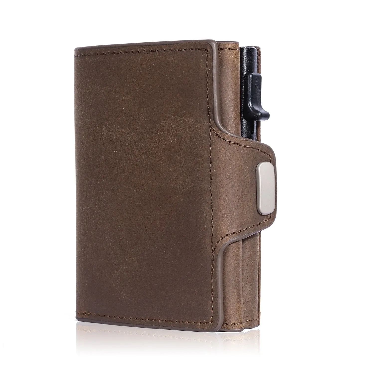 Pop-Up RFID Protection Genuine Leather Wallet