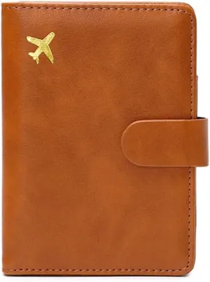 PORRASSO Passport Holder Travel Wallet with RFID Blocking Card Case Organiser PU Travel Accessories Lightweight Passport Cover for Men Women Brown