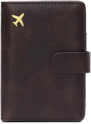 PORRASSO Passport Holder Travel Wallet with RFID Blocking Card Case Organiser PU Travel Accessories Lightweight Passport Cover for Men Women Coffee