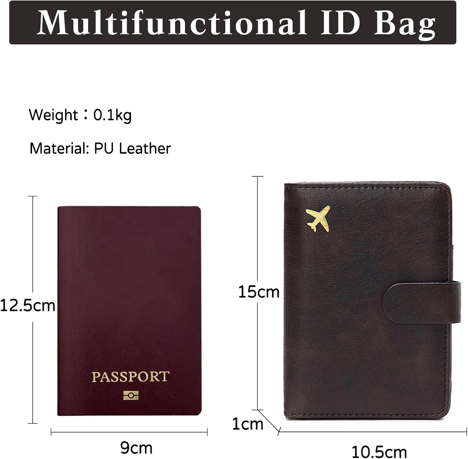 PORRASSO Passport Holder Travel Wallet with RFID Blocking Card Case Organiser PU Travel Accessories Lightweight Passport Cover for Men Women Coffee
