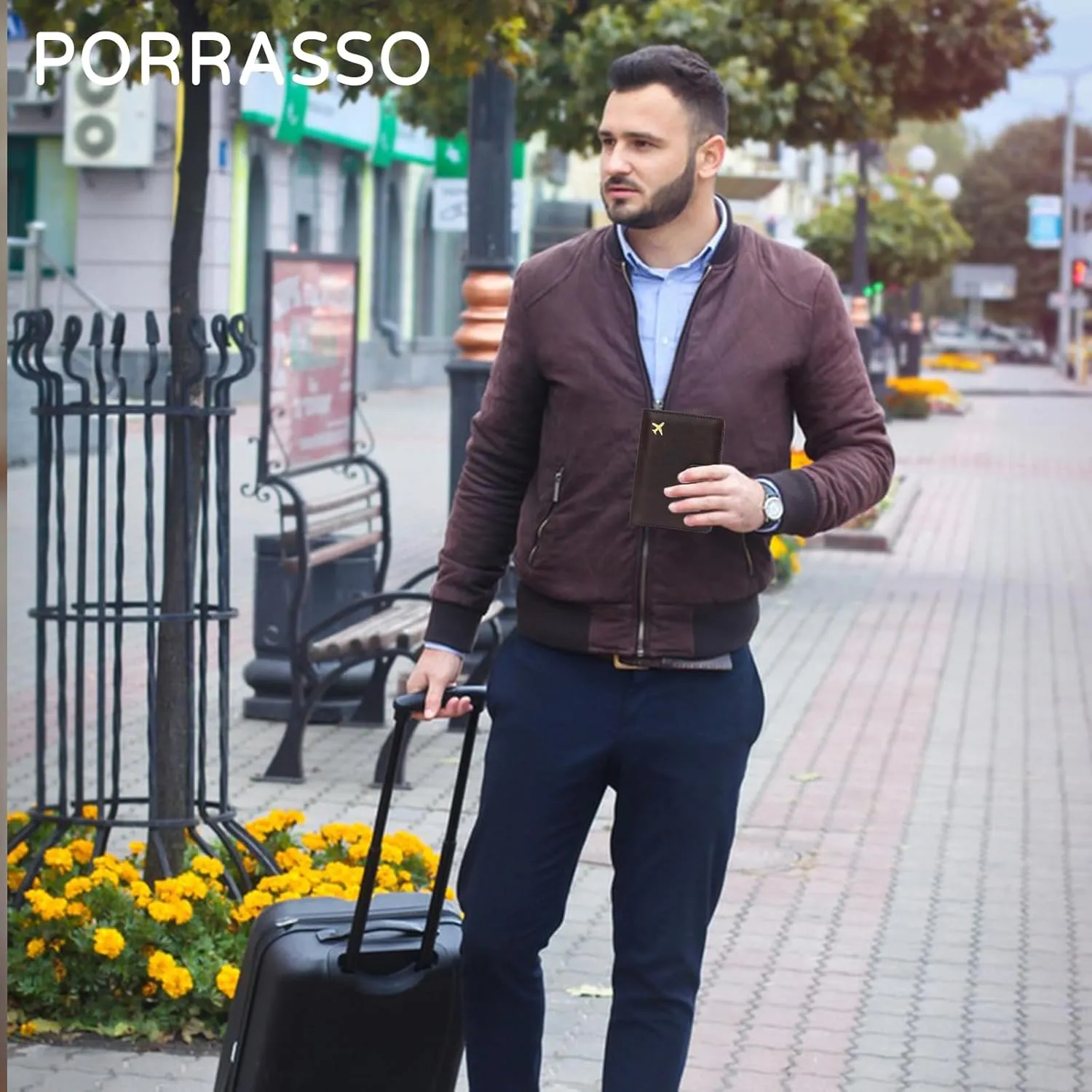 PORRASSO Passport Holder Travel Wallet with RFID Blocking Card Case Organiser PU Travel Accessories Lightweight Passport Cover for Men Women Coffee