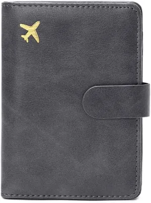 PORRASSO Passport Holder Travel Wallet with RFID Blocking Card Case Organiser PU Travel Accessories Lightweight Passport Cover for Men Women Grey