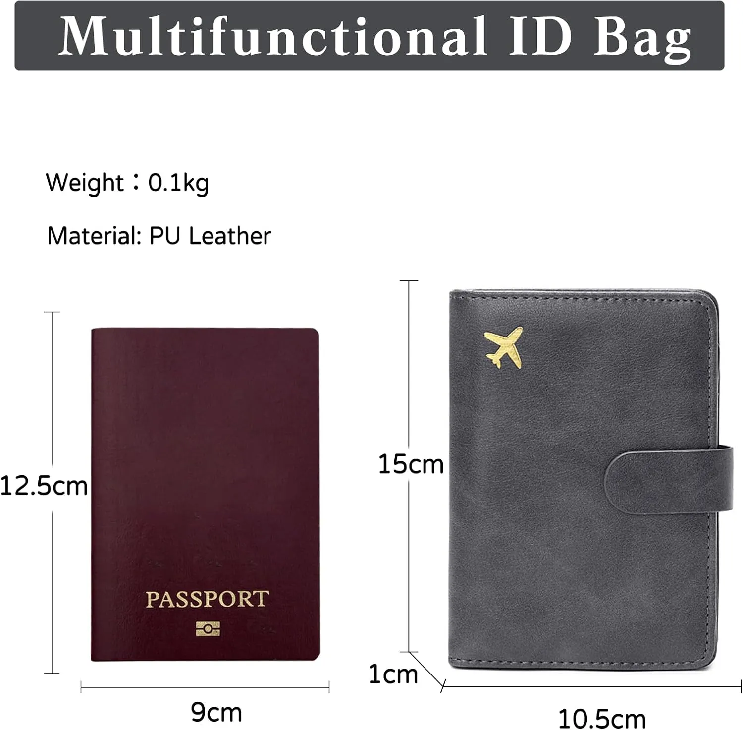 PORRASSO Passport Holder Travel Wallet with RFID Blocking Card Case Organiser PU Travel Accessories Lightweight Passport Cover for Men Women Grey