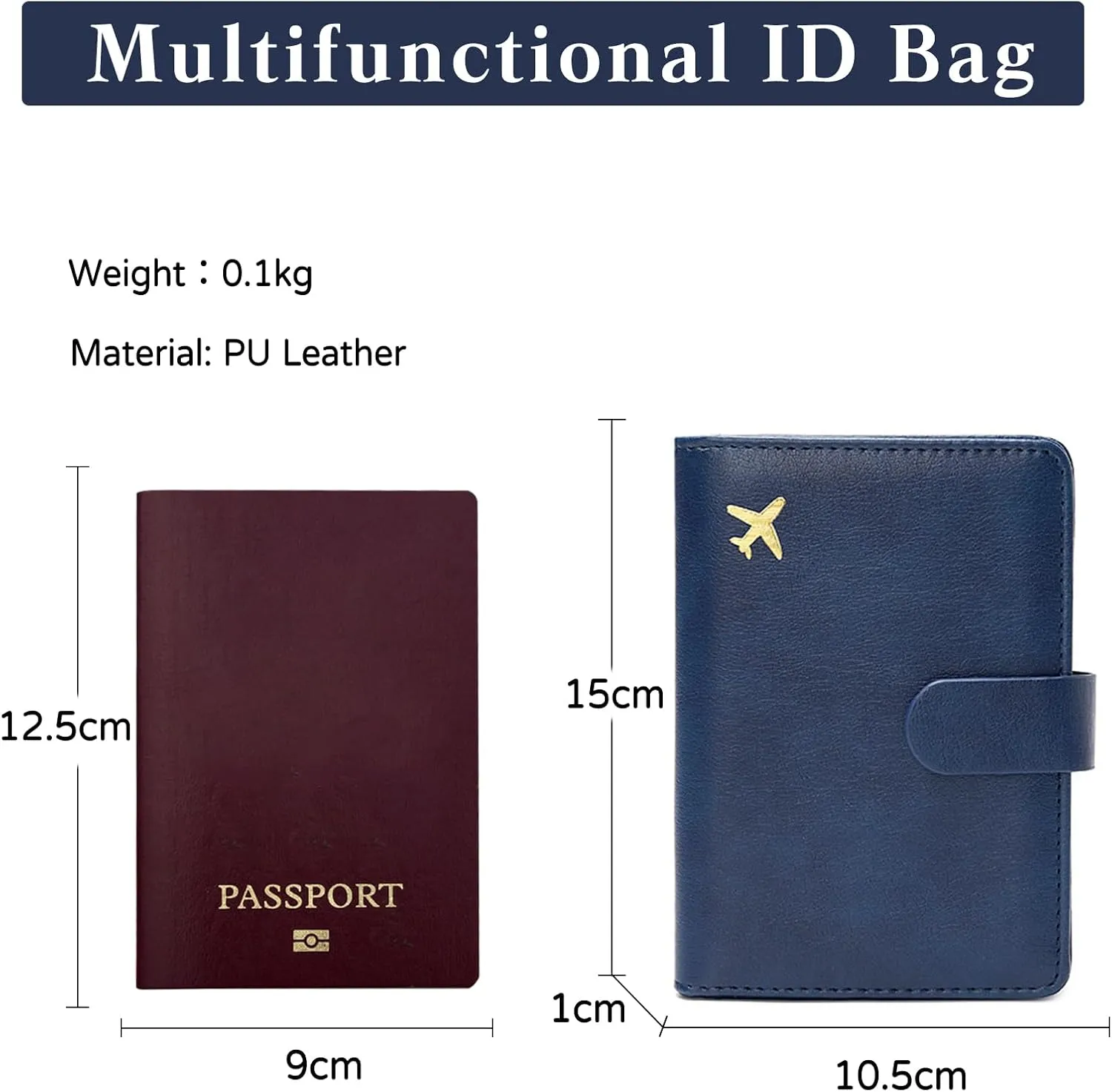PORRASSO Passport Holder Travel Wallet with RFID Blocking Card Case Organiser PU Travel Accessories Lightweight Passport Cover for Men Women Navy Blue