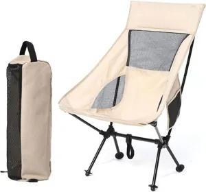 Portable Camping Chair with Carry Bag, Folding Lawn Chair for Outdoor Travel, Beach, Hiking Picnic, Heavy-Duty Steel Frame, High Back Padded Seat