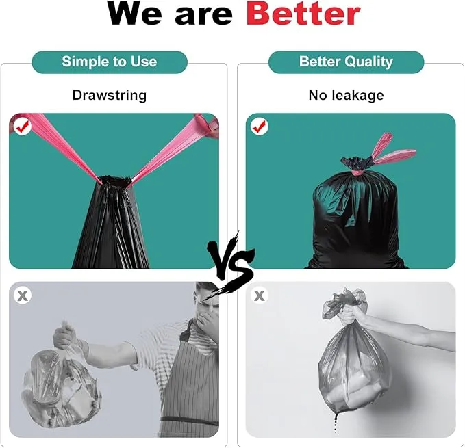 Portable Toilet Bags Drawstring 8 Gallon 60 Count，Camping Toilet Bags Toilet Trash Bags Leak-Proof, Waste Bags for Camping, Hiking, Traveling,Emergency, Outdoor Activities