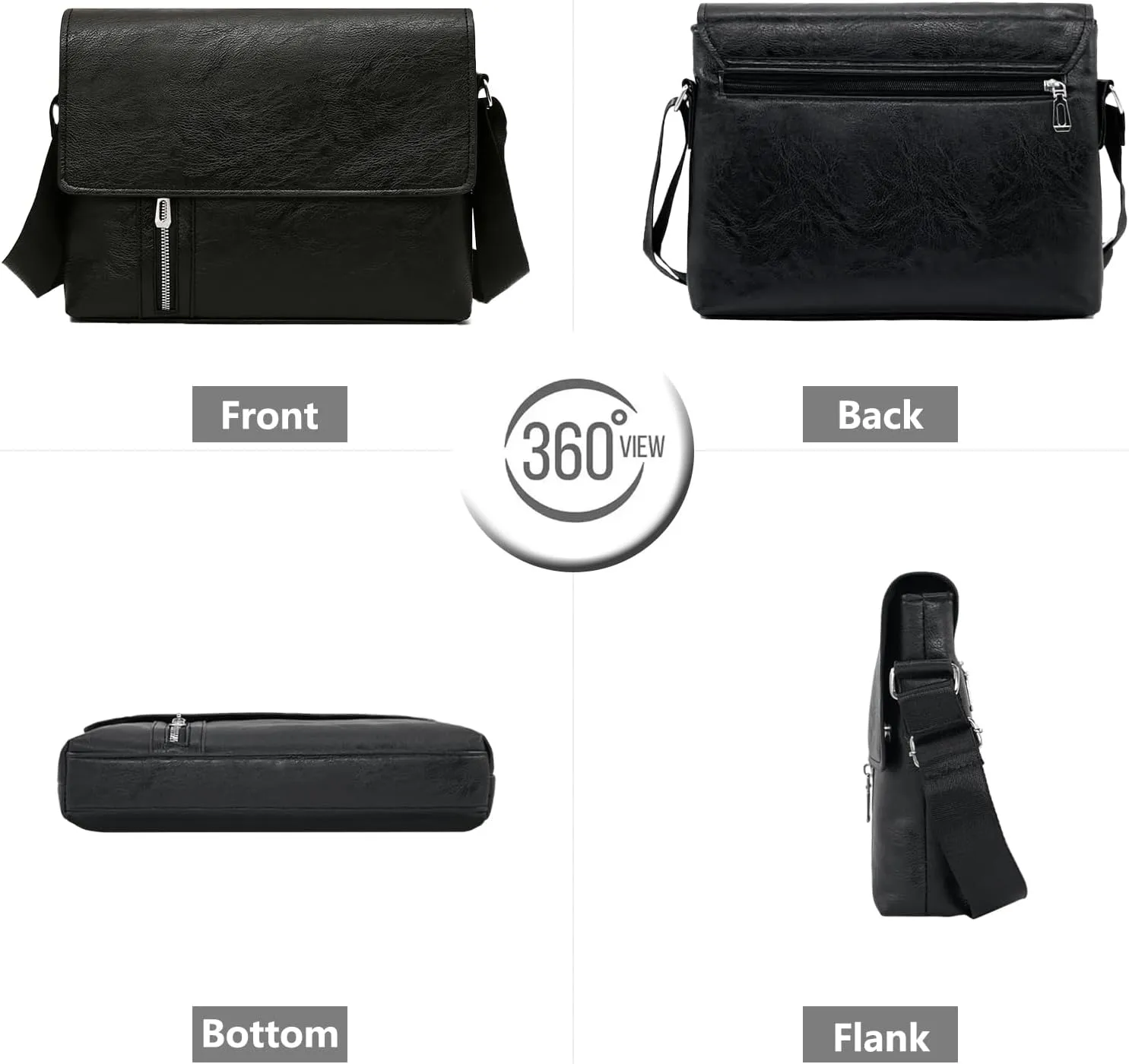PORT&LOTUS Messenger Bags for Men - Small PU Leather Crossbody Bags