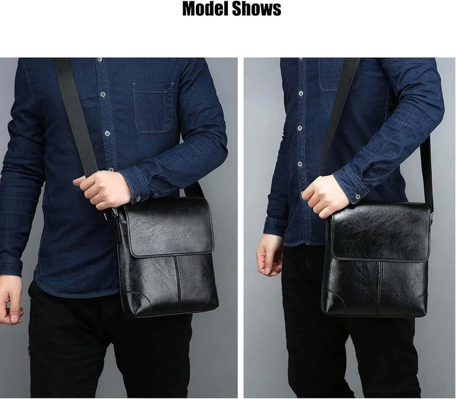 PORT&LOTUS Messenger Bags for Men - Small PU Leather Crossbody Bags