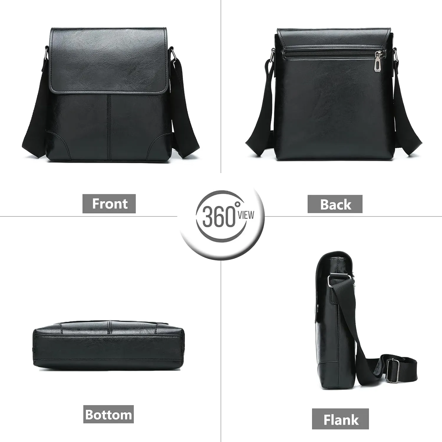 PORT&LOTUS Messenger Bags for Men - Small PU Leather Crossbody Bags
