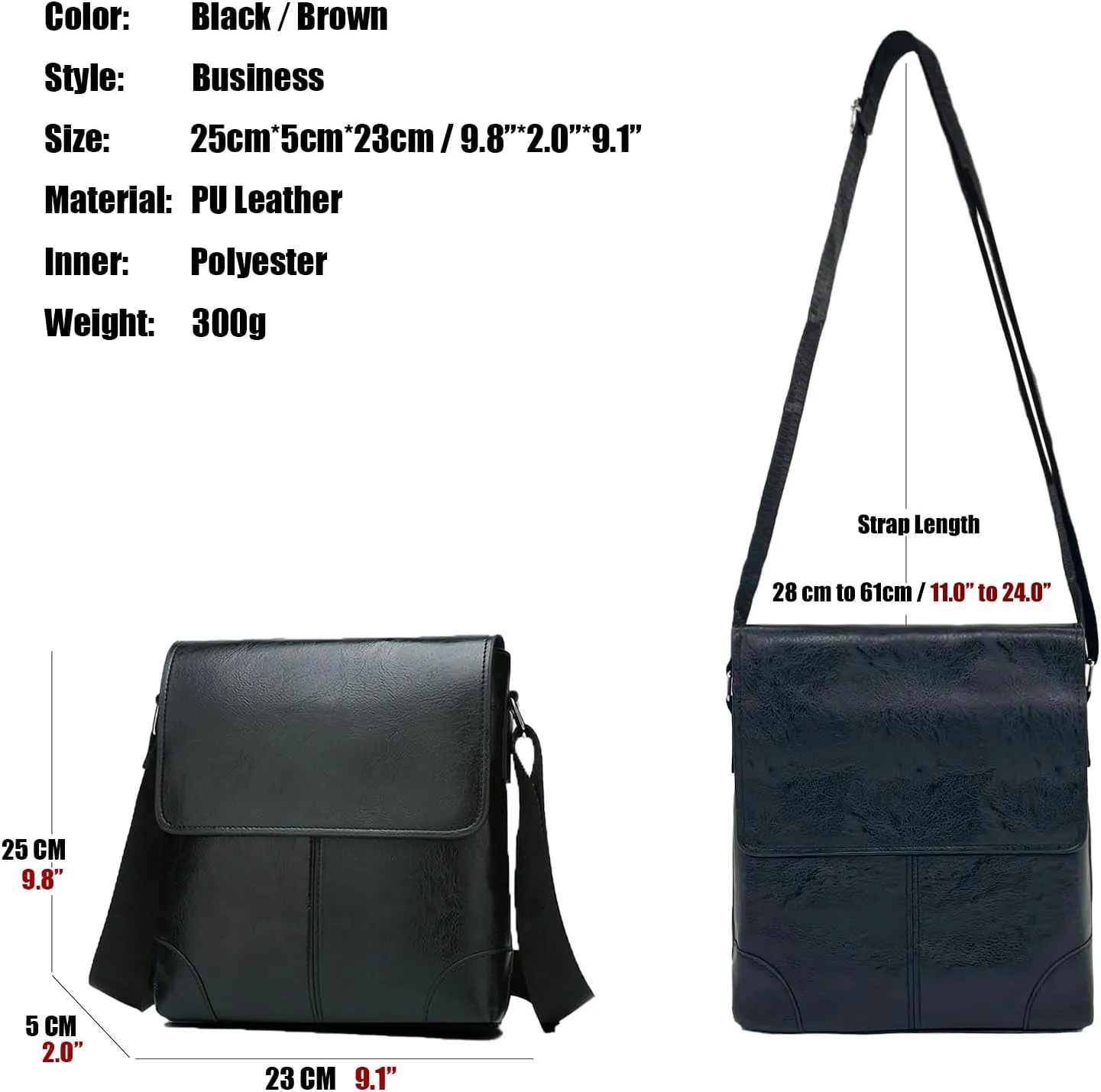 PORT&LOTUS Messenger Bags for Men - Small PU Leather Crossbody Bags