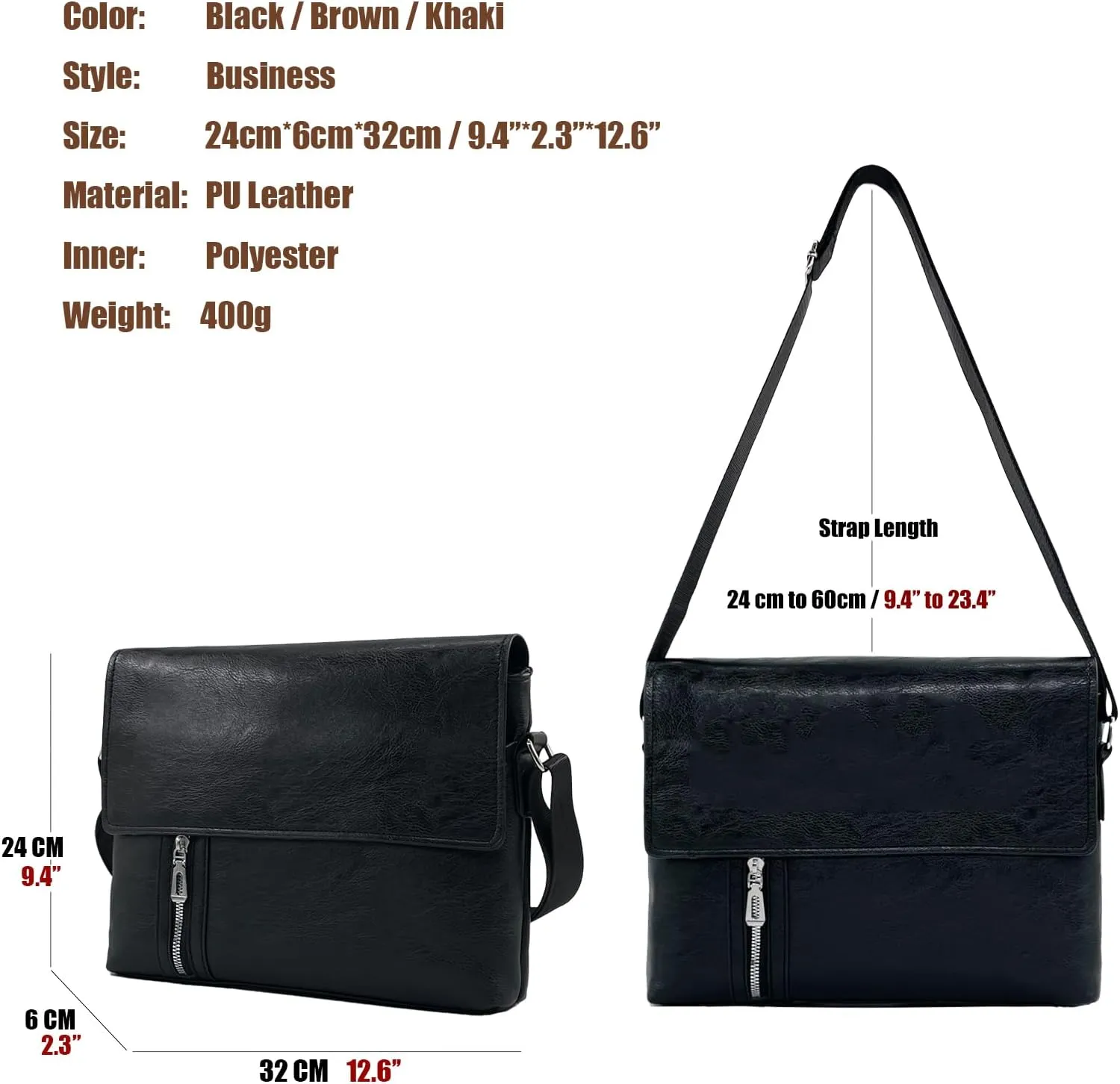 PORT&LOTUS Messenger Bags for Men - Small PU Leather Crossbody Bags