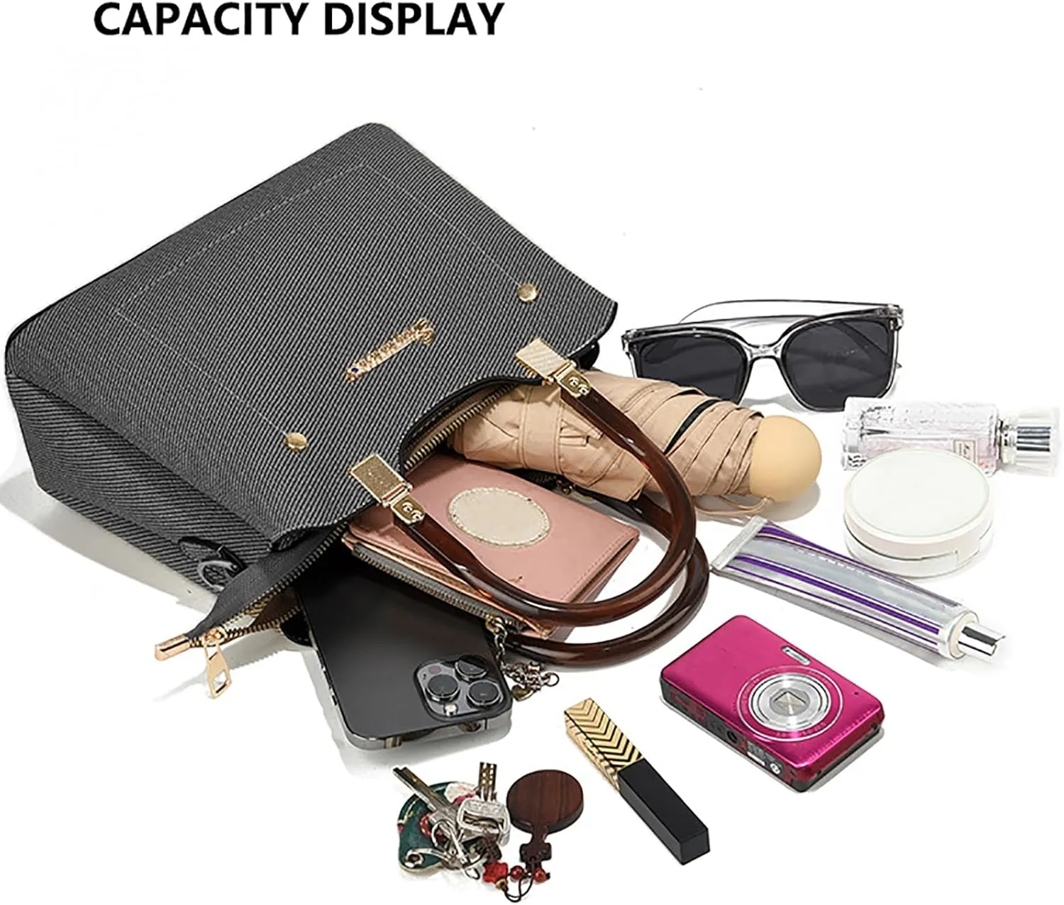 PORT&LOTUS Small Double Top Handle Crossbody Purses for Women Shoulder Bags for Women with Guitar Strap