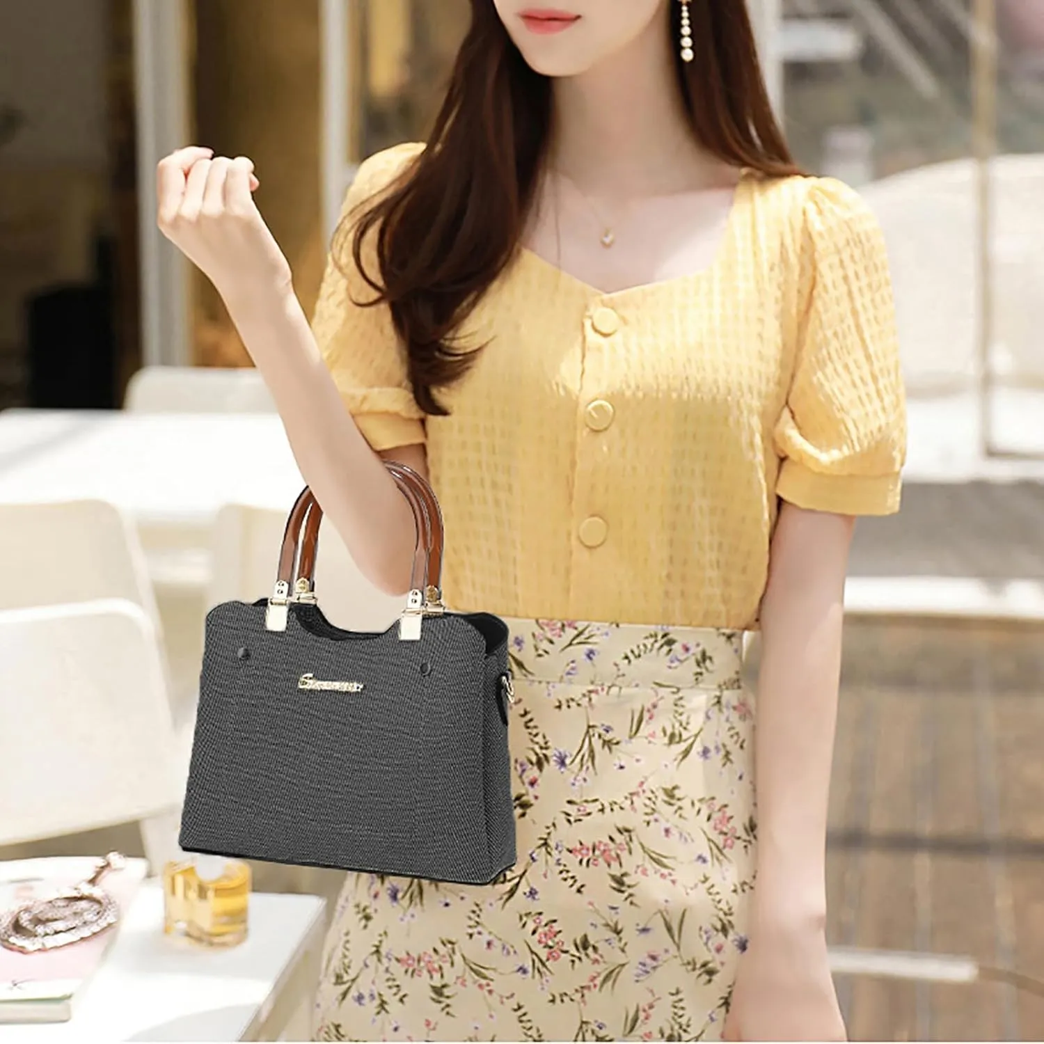 PORT&LOTUS Small Double Top Handle Crossbody Purses for Women Shoulder Bags for Women with Guitar Strap