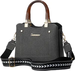 PORT&LOTUS Small Double Top Handle Crossbody Purses for Women Shoulder Bags for Women with Guitar Strap