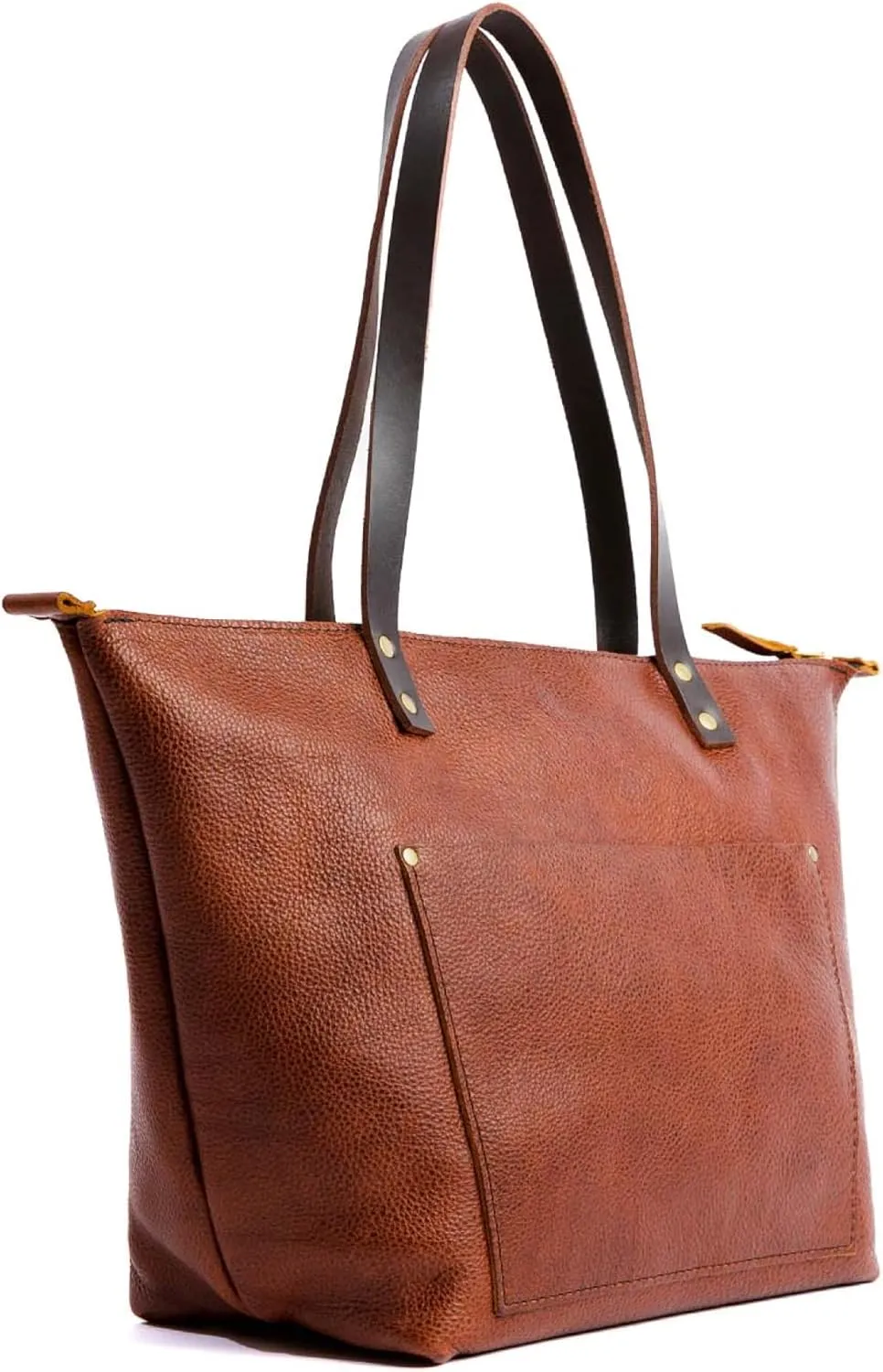Portland Leather Goods Medium Zipper Tote Bag – Handmade, Durable & Unlined – Interior & Exterior Pockets