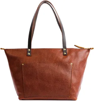 Portland Leather Goods Medium Zipper Tote Bag – Handmade, Durable & Unlined – Interior & Exterior Pockets